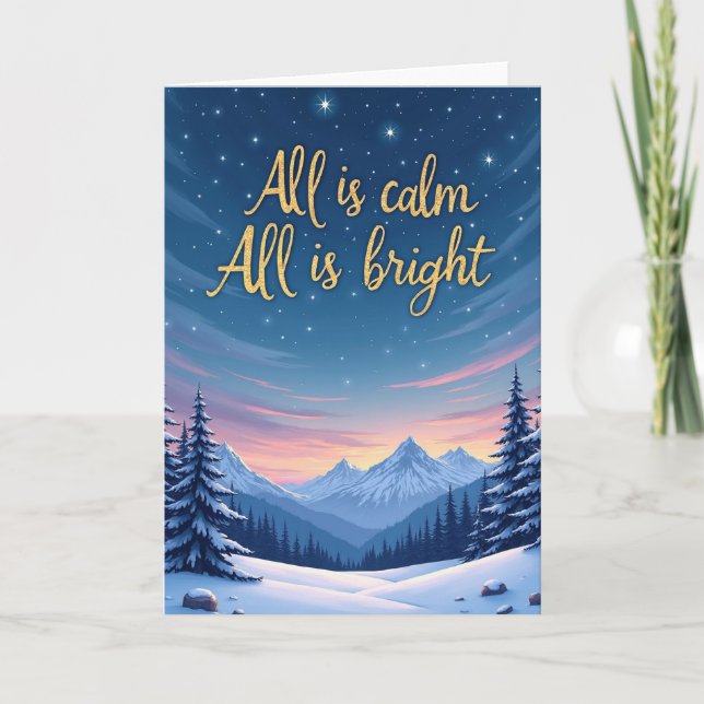Carte All is Calme All is Bright Winter Night Sky Card (Devant)