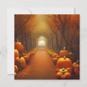 Carte Allée de citrouilles Belle scène d'automne personn