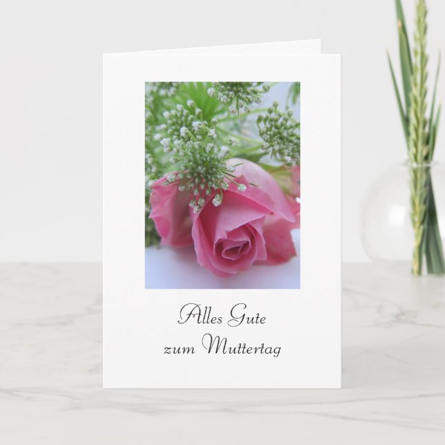 Carte Allemand : rose de la fête des mères (Devant)