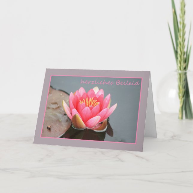Carte Allemand Sympathy nénuphar rose (Devant)
