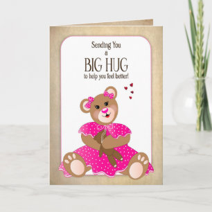 Carte Allez bien pour les enfants fille Teddy Oear Huggi