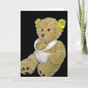 Carte Allez-y bientôt, ours en peluche