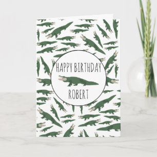 Carte Alligator Crocodile Motif Nom personnalisé Anniver