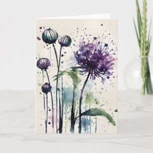 Carte Allium - Fleurs aquarelles