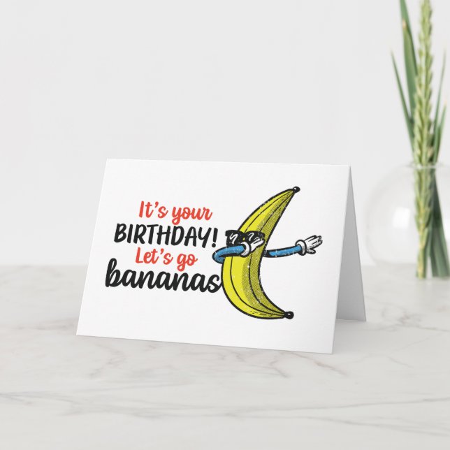 Carte Allons-y Bananas drôle d'anniversaire (Devant)