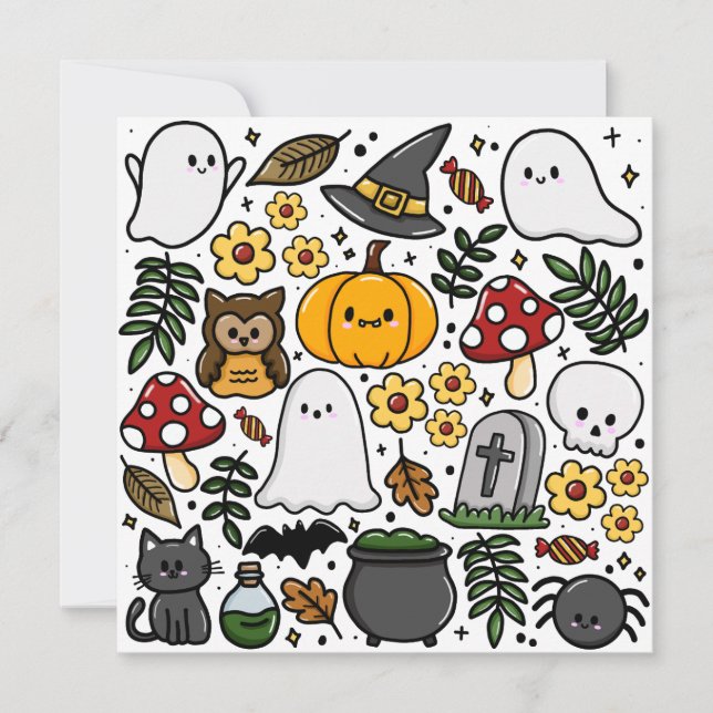 Carte Almofada com estampa fofa de Halloween (Devant)