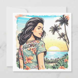 Carte Aloha Girl Flat Card