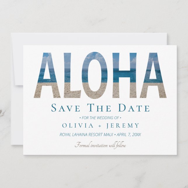 Carte Aloha Hawaiian Beach Wedding Enregistrer La Date (Devant)