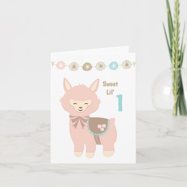 Carte Alpaca Baby's 1er anniversaire (Devant)