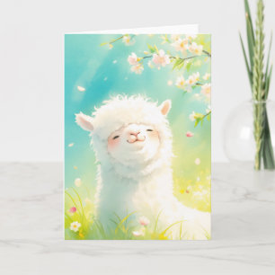 Carte Alpaca Basking dans les fleurs florales