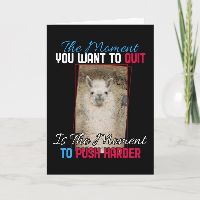 Carte Alpaca Llama - Push Harder Encouragement (Devant)