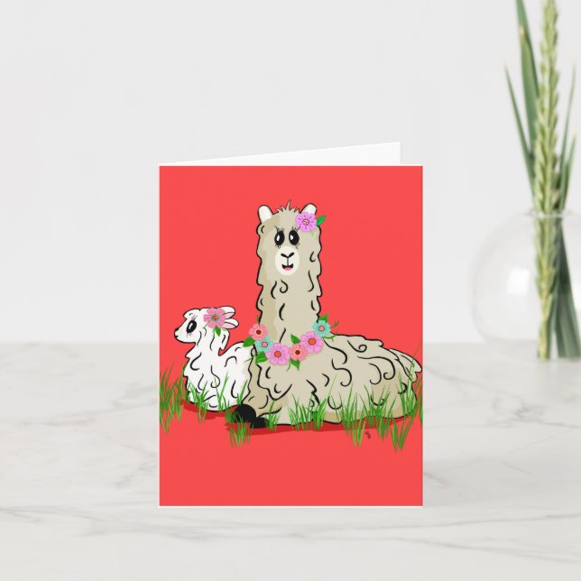 Carte Alpaca maman et bébé (Devant)