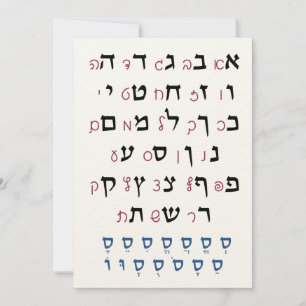 Carte Alphabet hébreu avec couleur d'éducation juive Nik
