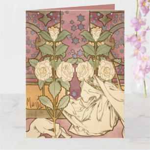 Carte Alphonse Mucha Elégante Art Nouveau Stars Camellia