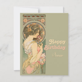 Carte Alphonse Mucha Primrose CC0638 Voeux d'anniversair