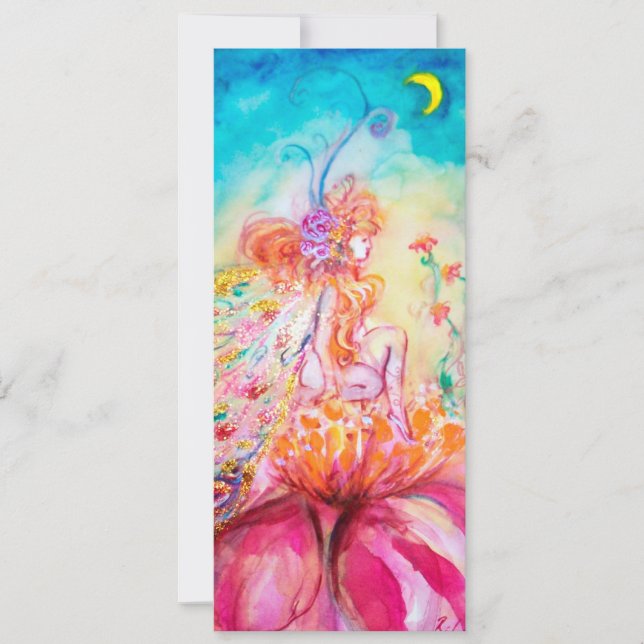 Carte ALTHEA /Fée Whimsical sur la Fleur Rose (Devant)