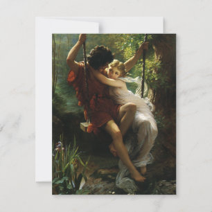 Carte Amants sur une balançoire. Le Printemps de Pierre