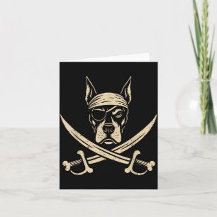 Carte Amateur de chien Doberman Crossbones Pirate Vintag