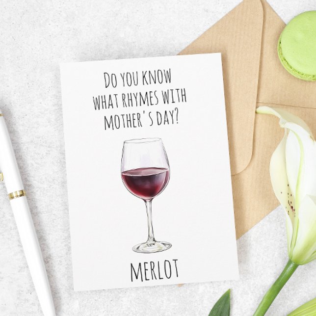 Carte Amateur de vin rouge Merlot de la fête des Mères (Créateur téléchargé)