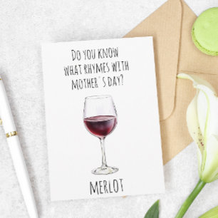 Carte Amateur de vin rouge Merlot pour la fête des mères