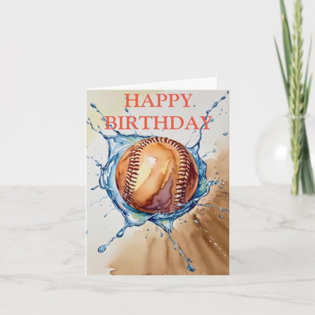 Carte Amateurs de baseball Aquarelle Splash Anniversaire (Devant)