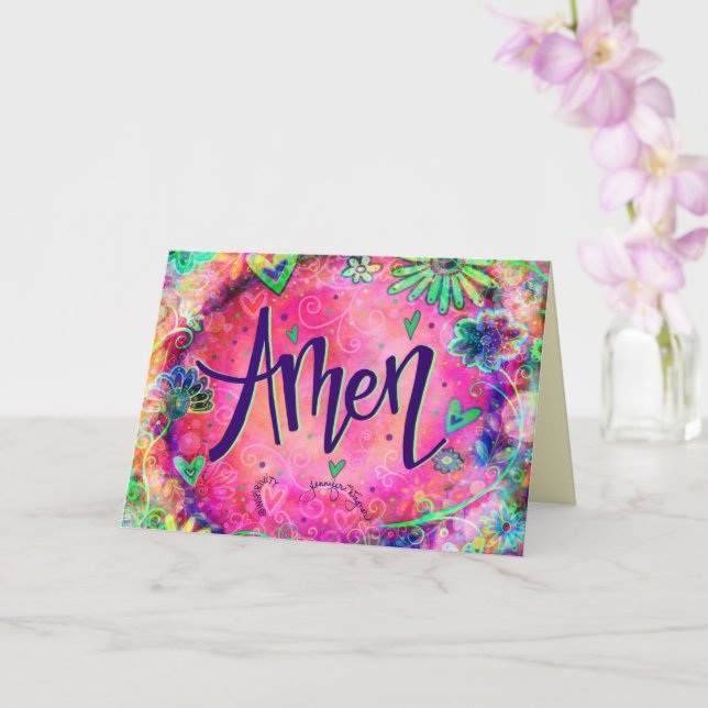 Carte Amen Joli rose Whimsical Floral tendance (Orchidée)