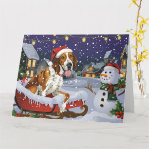 Carte American English Foxhin en Sleigh Snow Christmas