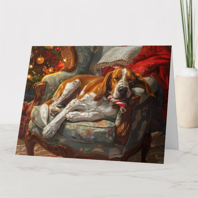 Carte American English Foxhound Chien Festif de Noël (Devant)