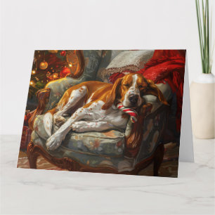 Carte American English Foxhound Chien Festif de Noël
