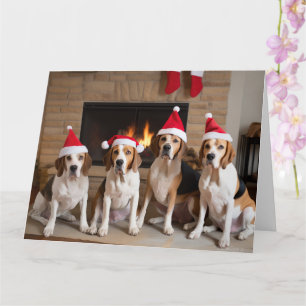 Carte American English Foxhound Freplace Noël