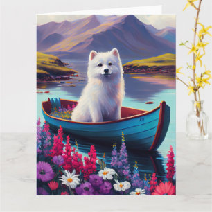 Carte American Eskimo Dog on Paddle : Une aventure Pitto