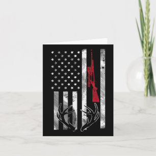 Carte American Flag Rifle Antler Vintage Deer Hunting Hu