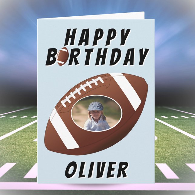 Carte American Football Ball Birthday Boy Photo (Créateur téléchargé)