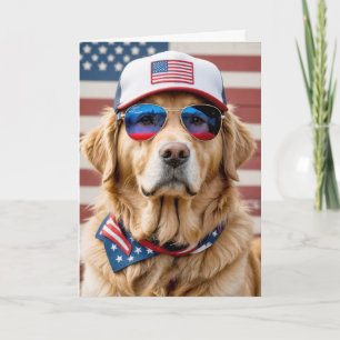 Carte American Patriotic Golden Retriever Anniversaire