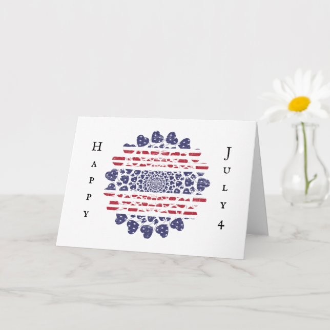 Carte American Psychedelic Patriotic Hearts Tie Dye (Petite plante)