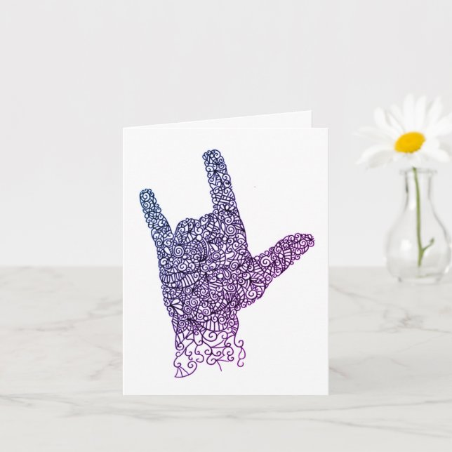 Carte American Sign Language "I Love You" (Petite plante)
