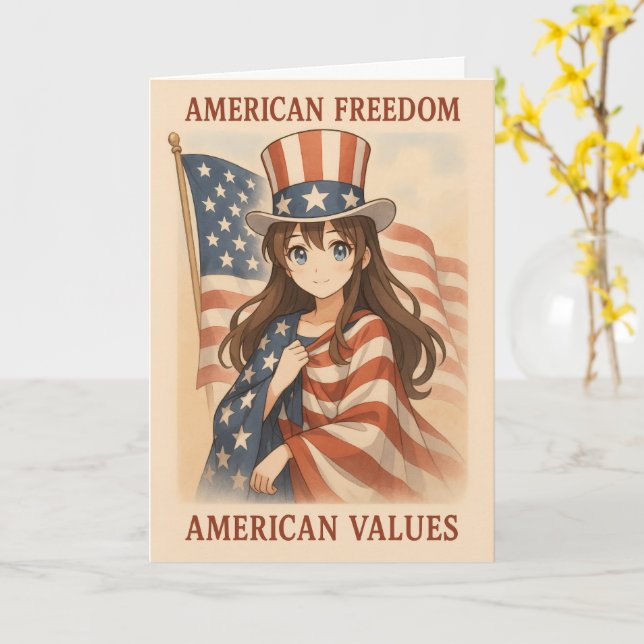 Carte American Values Anime Girl (Fleur jaune)