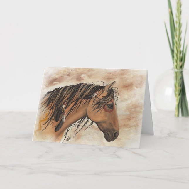 Carte Amérindien Mustang Horse ArT par BiHrLe (Devant)
