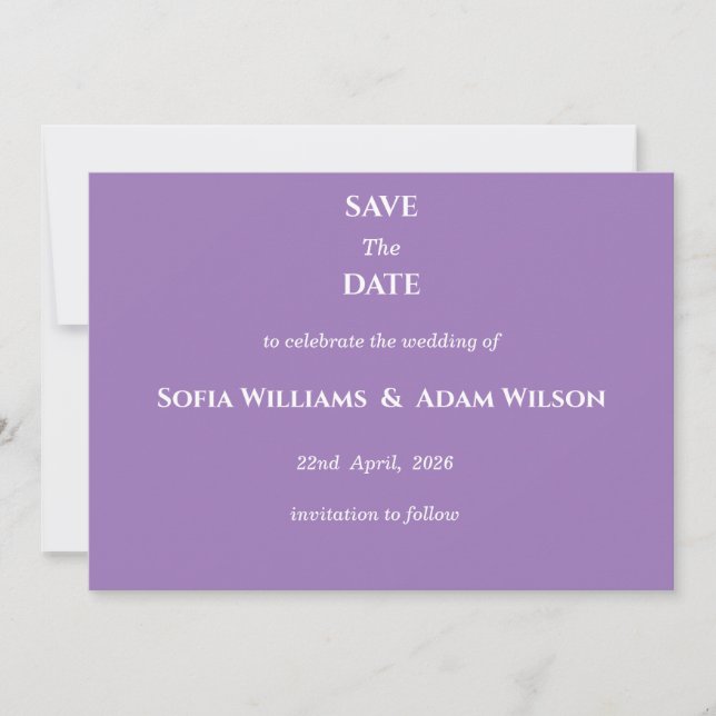 Carte ​Amethyst Purple Minimalist Save the Date Card (Devant)