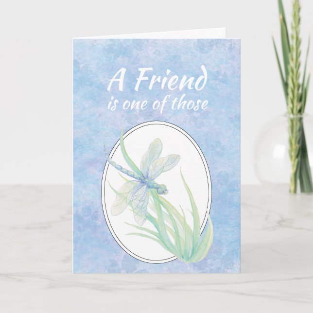 Carte Ami Anniversaire Bleu Dragonfly Aquarelle Art (Devant)