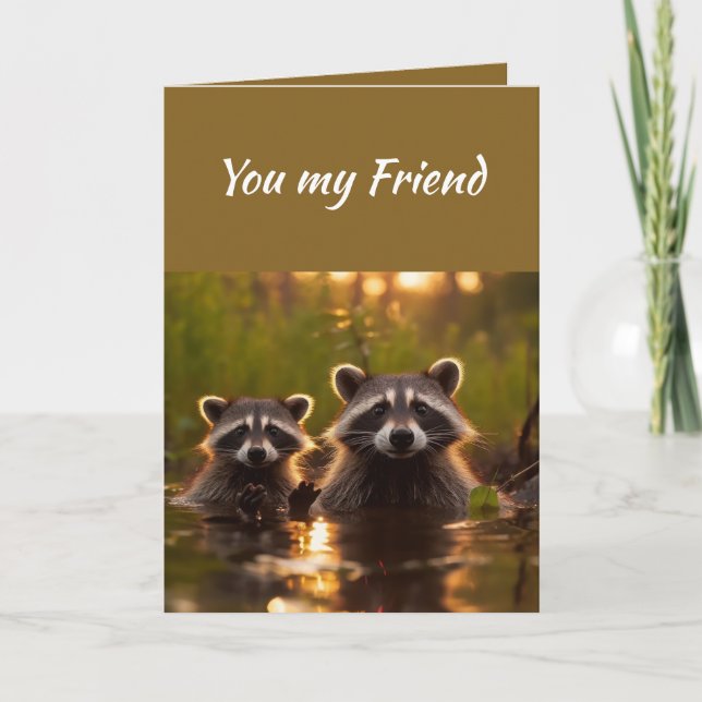 Carte Ami Anniversaire Une Bénédiction Raccoons mignons (Devant)