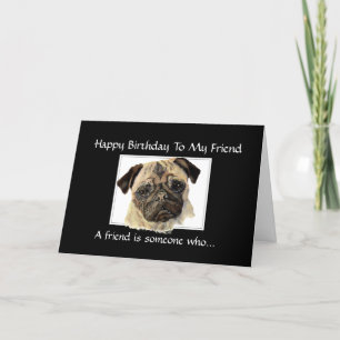 Carte Ami d'anniversaire amusant - Carlin, animal, anima