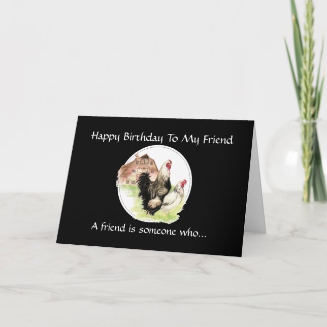 Carte Ami d'anniversaire amusant - Paysage de poulet de  (Devant)