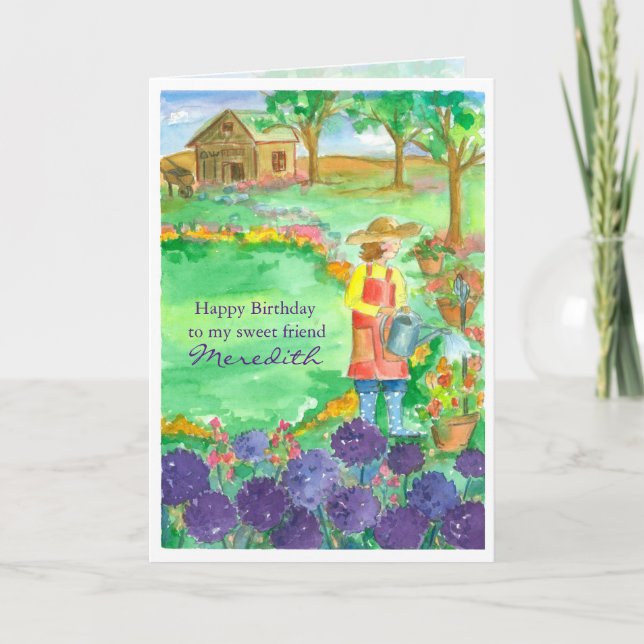 Carte Ami de jardinage de joyeux anniversaire d'allium (Devant)