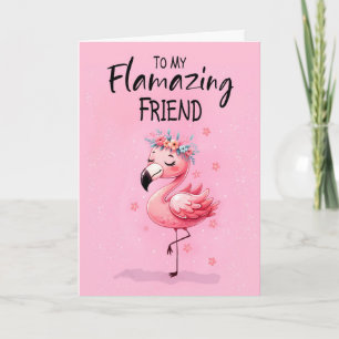 Carte Ami Dire Salut avec Flamant rose Fabrique et amusa