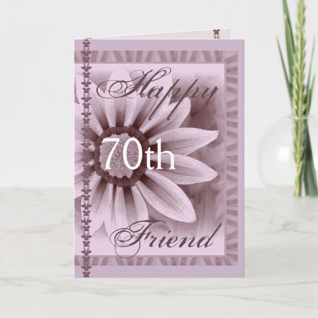 Carte AMI - joyeux soixante-dixième anniversaire - fleur (Devant)