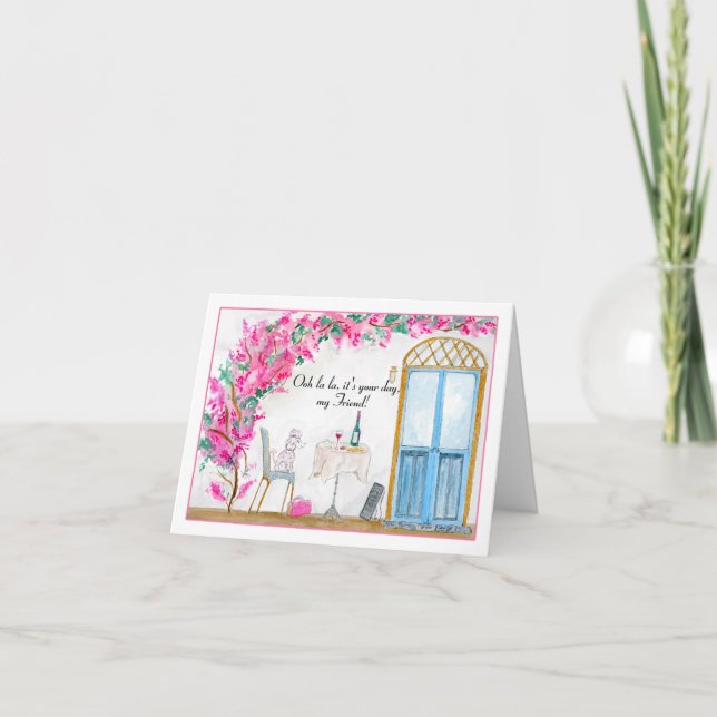 Carte Ami Ooh La Poodle Paris Anniversaire (Devant)