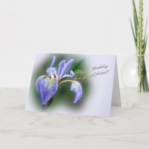 Carte Ami spécial Anniversaire Bleu Drapeau Iris Fleur s