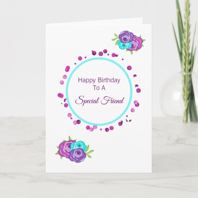 Carte Ami Spécial Joyeux Anniversaire Floral (Devant)