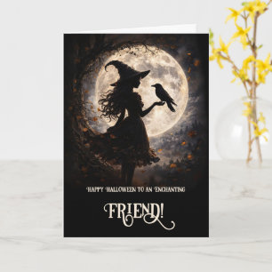 Carte Amie Joyeux Halloween Chère Sorcière au Clair de L